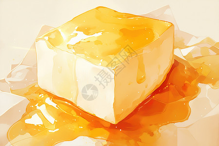 浓糖浆黄色的奶油块插画