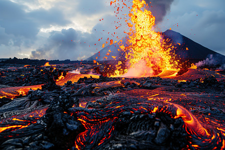 火山的熔岩背景图片