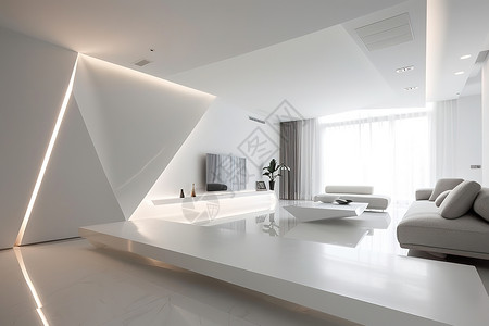 公寓住宅现代客厅白色沙发设计图片