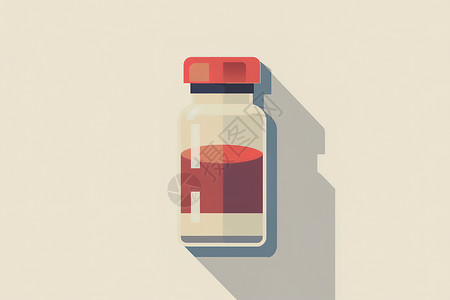 红色胶囊一个红色的药瓶插画