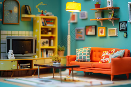 勒里客厅里的红色沙发设计图片