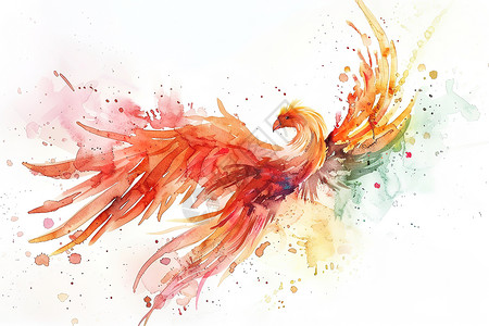 翅膀火焰素材凤凰在火焰上展翅插画