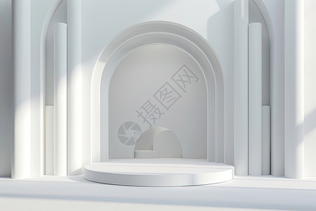 康斯坦丁拱门房间里的白色展台插画