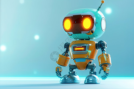 智能语音机器人黄色智能机器人插画