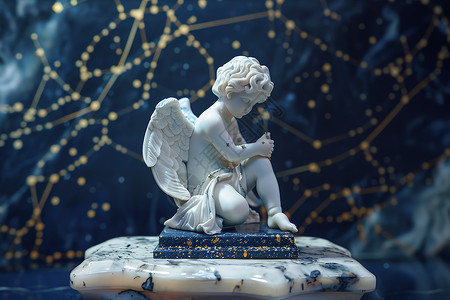 起义雕塑天使的雕像坐在一本书上插画
