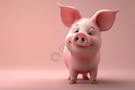 微笑的粉红小猪插画