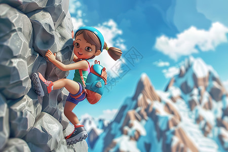 登山的女孩背景图片