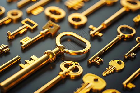 金融金属一串金色的钥匙插画