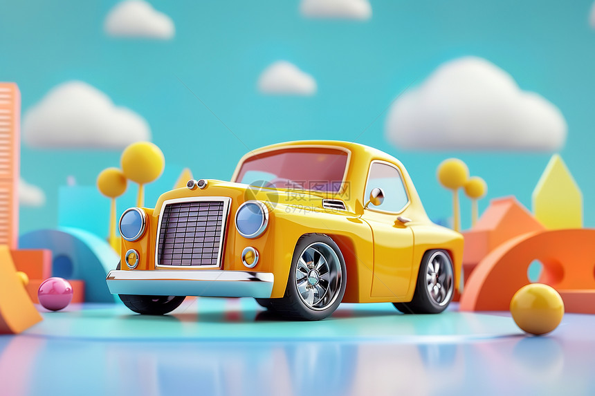 黄色玩具汽车图片