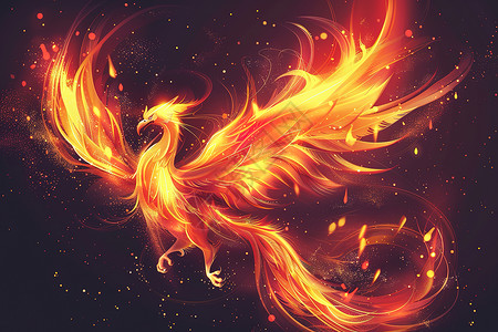 翅膀火焰素材凤凰身上的火焰插画