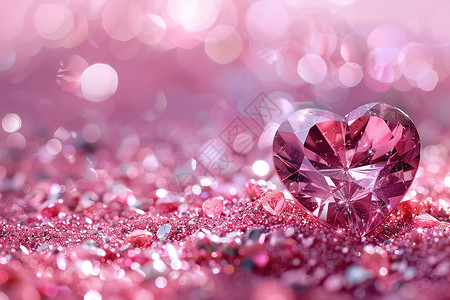 粉色珠宝优惠券粉色心形钻石插画