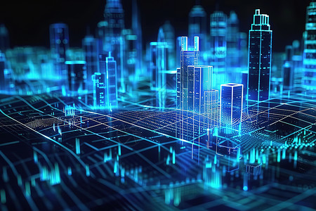 显示器素材蓝光闪耀的抽象建筑设计图片