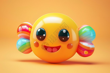 彩色雕花小球快乐的黄色小球插画