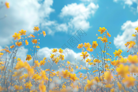 黄色的草地草地上的黄色花海背景