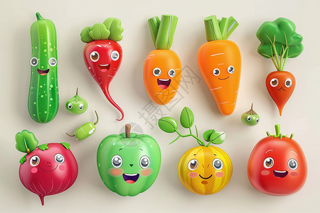 黄瓜敷脸带着笑脸的蔬菜插画