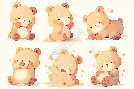 表情包指挥可爱的小熊插画