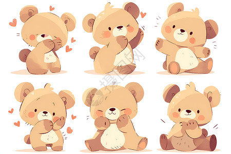 面壁小熊表情包可爱的卡通小熊插画