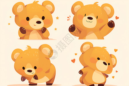 可爱小熊表情包可爱的泰迪熊插画