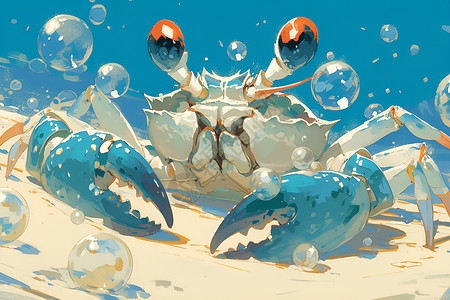 海滩上的螃蟹海滩上的蓝色螃蟹插画