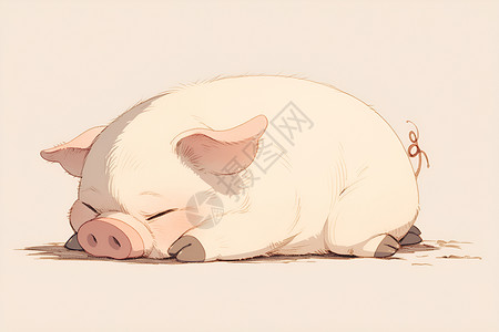 黑山猪沉睡的猪插画