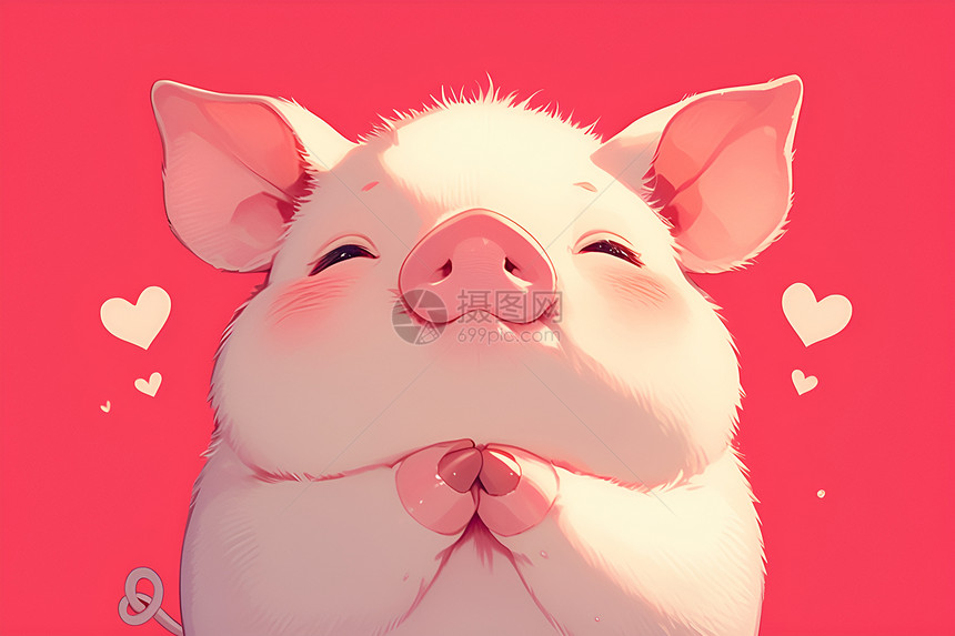 可爱心形小猪图片