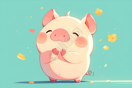 卖萌小猪可爱的小猪插画