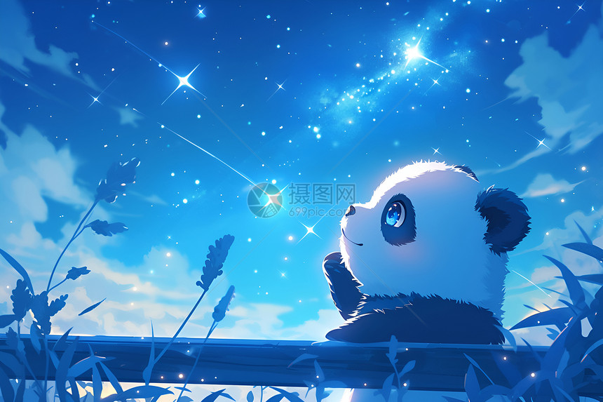熊猫仰望星空图片