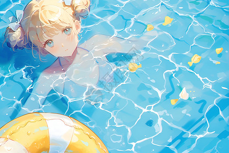 泳池里畅游的女孩背景图片
