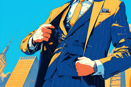 领带卡通穿着西装的商务精英插画