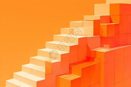 橙色光影里的楼梯高清图片