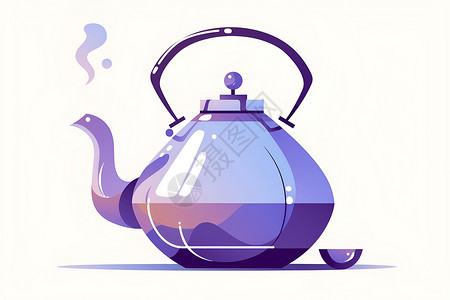 紫色茶壶上的热气高清图片