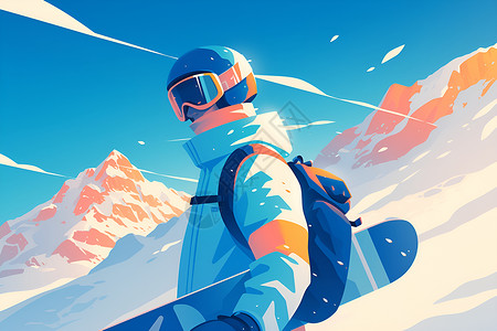 飞跃雪山的滑雪者背景图片