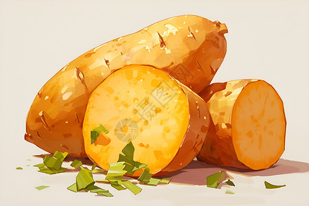 甜荞麦鲜甜的红薯插画