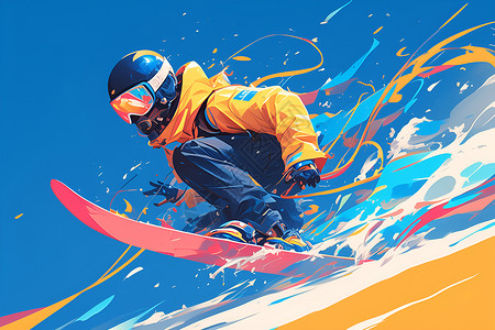 公路上的运动员滑雪板上的运动员插画
