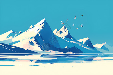 蓝天下的山峰蓝天下的冰雪山峰插画