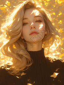 阳光里的金发女郎插画