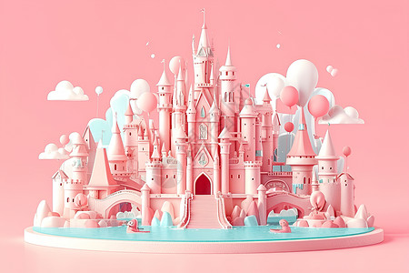 童话粉色城堡背景图片