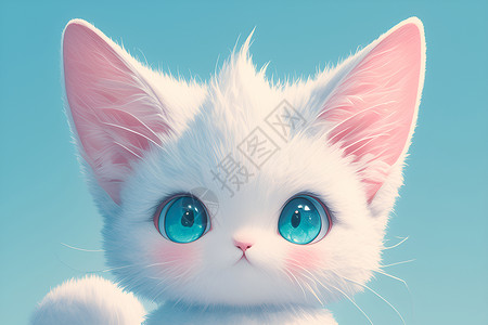 绵软可爱的白色猫咪插画