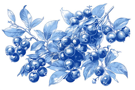 长白山蓝莓新鲜的蓝莓插画