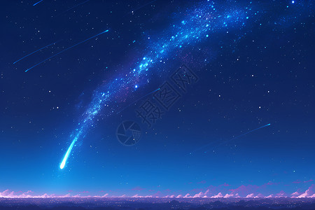 猫眼星云夜空中划过的彗星插画