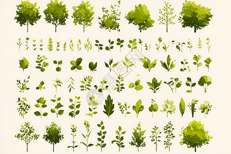 灌木丛树林绿色树林植物插画
