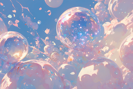 闪烁素材透明漂浮的泡泡插画