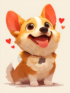 狗项圈卡通狗狗的微笑插画