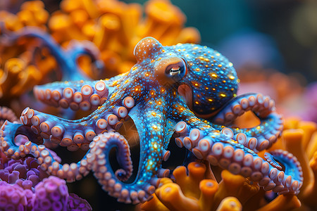 海底捕捞海底的章鱼背景
