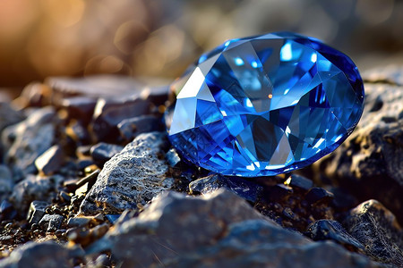 奶油色上闪闪发光岩石上的蓝色钻石背景