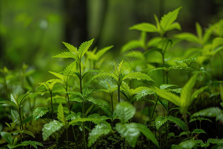 近景背景森林的绿植背景