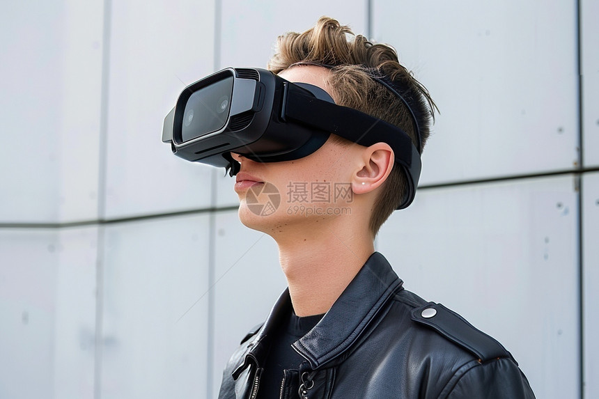 戴着VR眼镜的男子图片