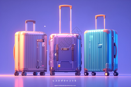行李箱子色彩斑斓的行李箱插画