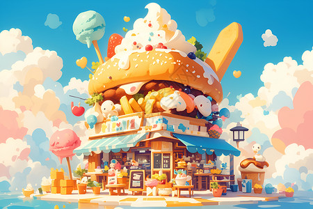 沙滩上的大汉堡背景图片