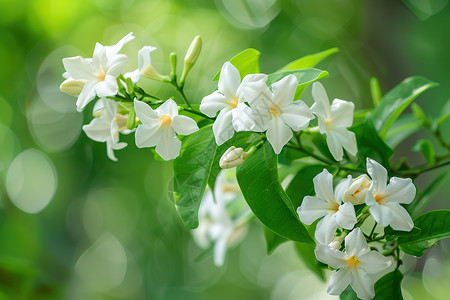 白色的花朵绿叶白花高清图片